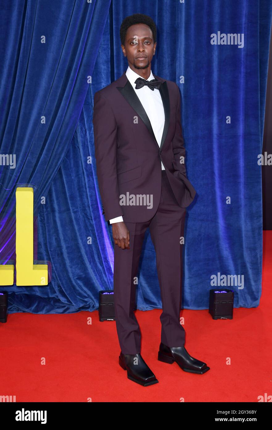 London, UK. October 6th, 2021, London, UK Edi Gathegi arriving at The Harder They Fall World Premiere, the opening night film of the BFI London Film Festival, held at The Royal Festival Hall. Credit: Doug Peters/EMPICS/Alamy Live News Stock Photo