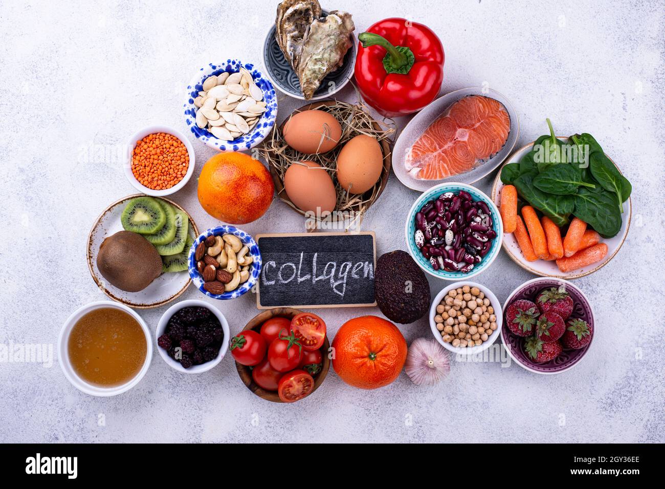 Food rich in collagen. Healthy products Stock Photo Alamy