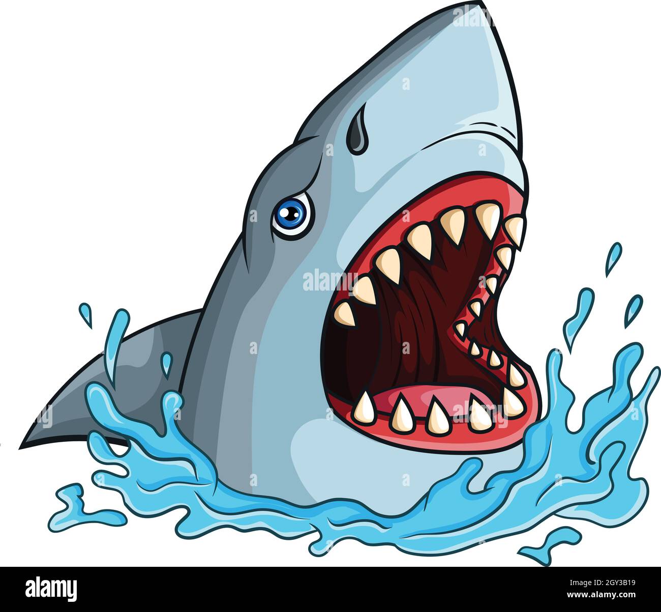 Cartoon shark with open jaws Stock Vector Image & Art - Alamy