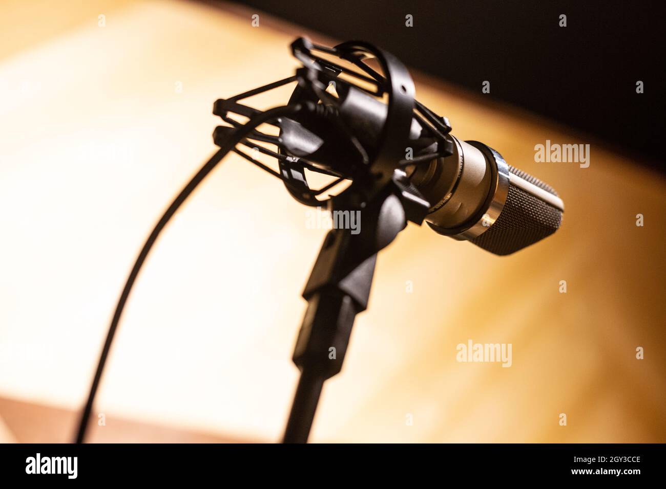 Image of studio black microphone. Stock Photo