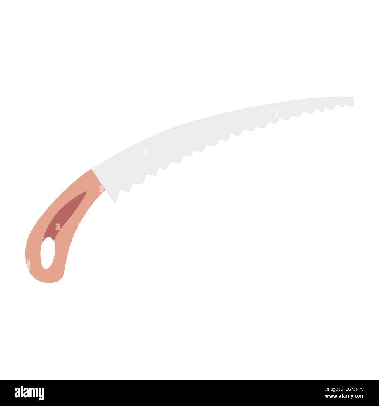 flat design illustration of a wood saw with brown algae vector illustrations Stock Vector