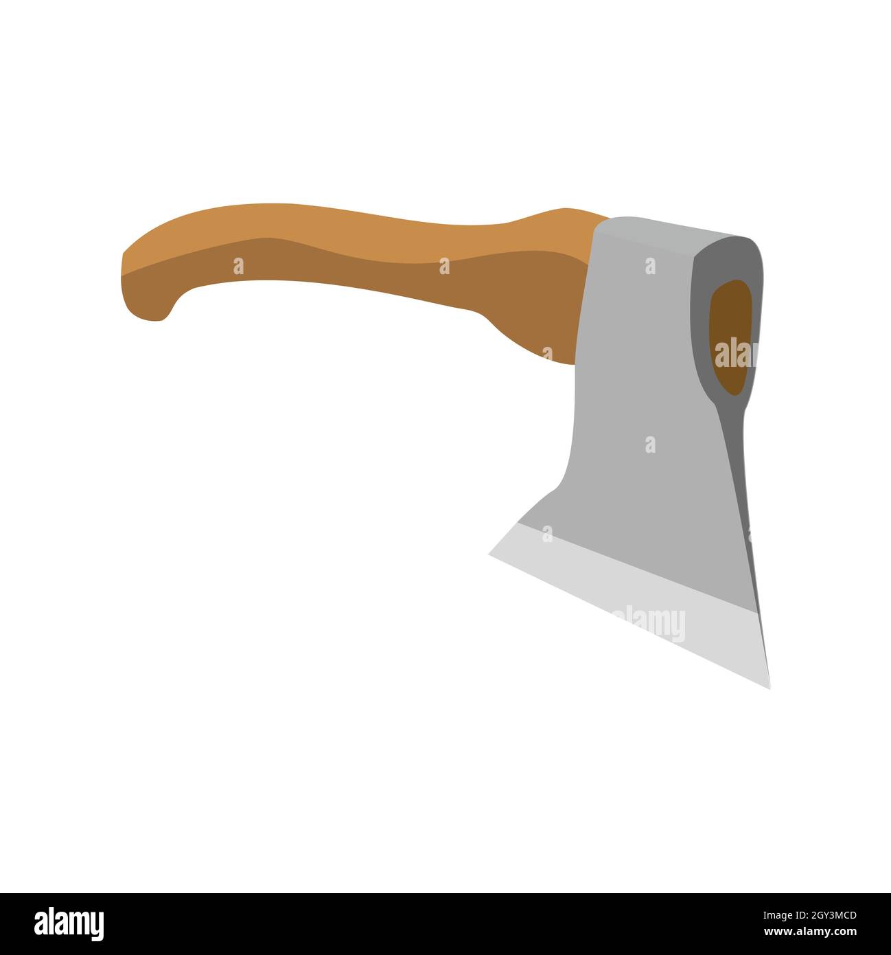 Axe with a wooden handle, flat design illustration Stock Vector