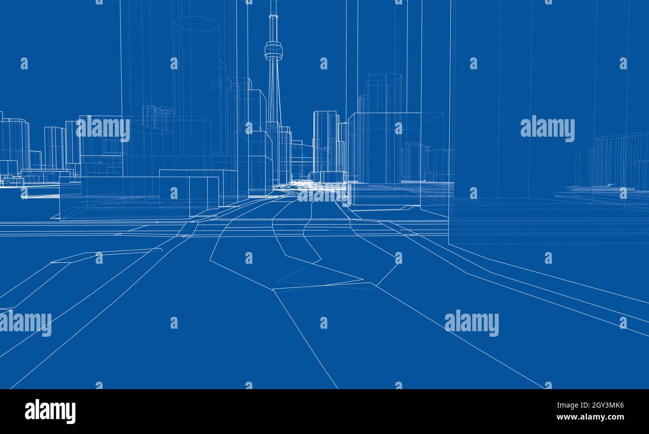 Vector 3d urban landscape. Buildings and roads Stock Vector Image & Art ...