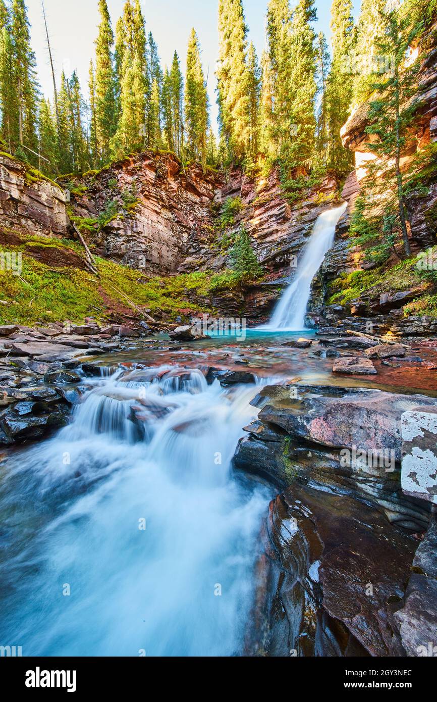 beautiful-waterfall-from-canyon-with-close-up-of-falls-at-water-level