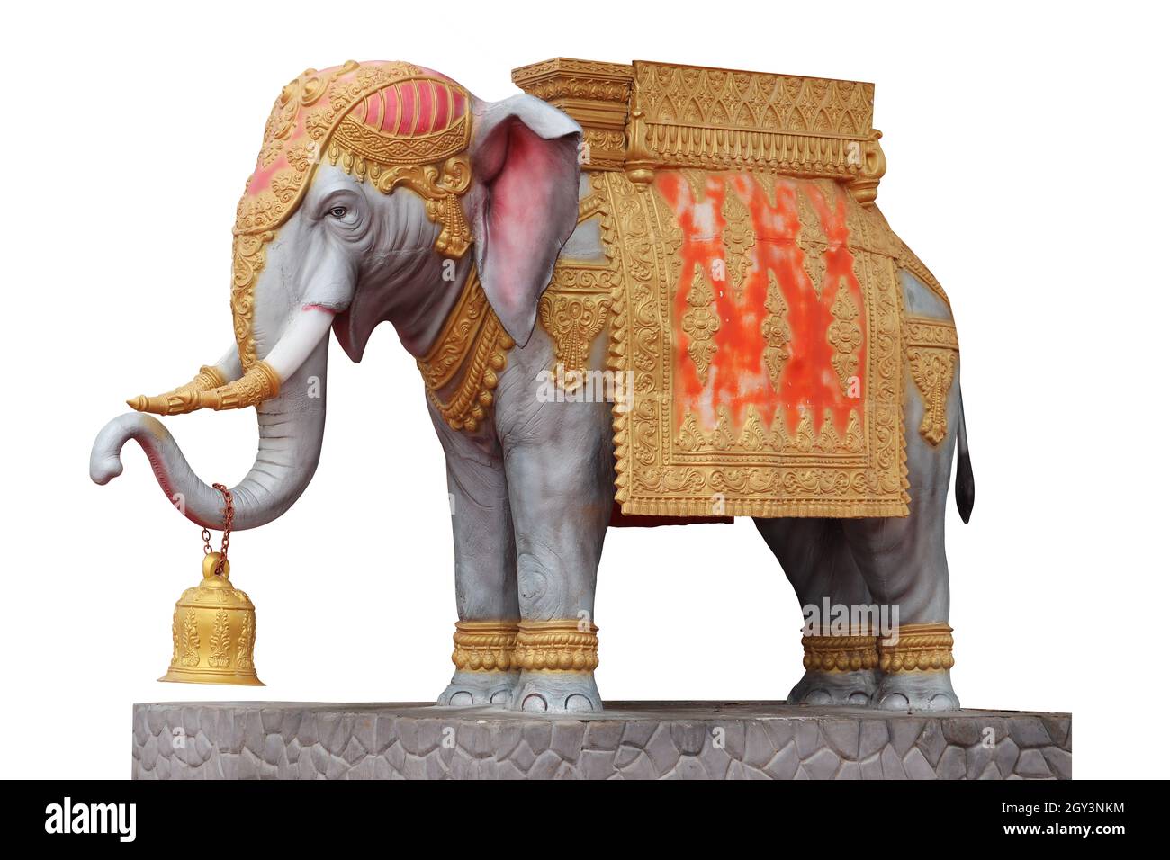 Colorful decorative elephant sculpture isolated on white background