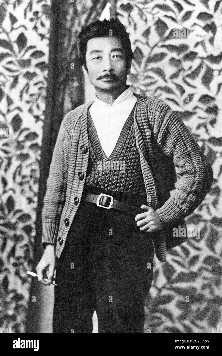 China: The Chinese writer Lu Xun (September 25, 1881 – October 19, 1936). Photo 1933. Lu Xun (or Lu Hsun), was the pen name of Zhou Shuren (Chou Shu-jen). One of the major Chinese writers of the 20th century. Considered by many to be the founder of modern Chinese literature, he wrote in baihua (the vernacular) as well as classical Chinese. Lu Xun was a short story writer, editor, translator, critic, essayist and poet. In the 1930s he became the titular head of the Chinese League of the Left-Wing Writers in Shanghai. Stock Photo