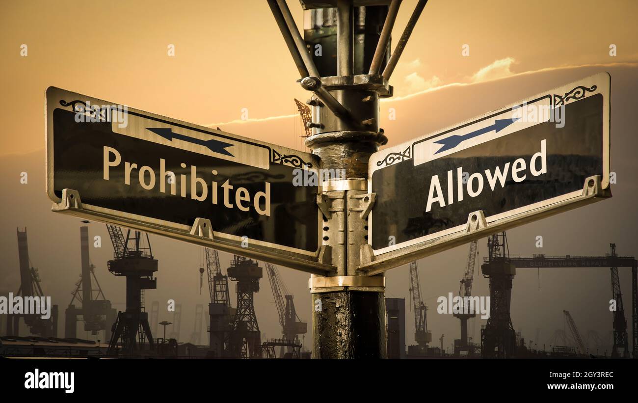 Street Sign the Direction Way to Allowed versus Prohibited Stock Photo ...