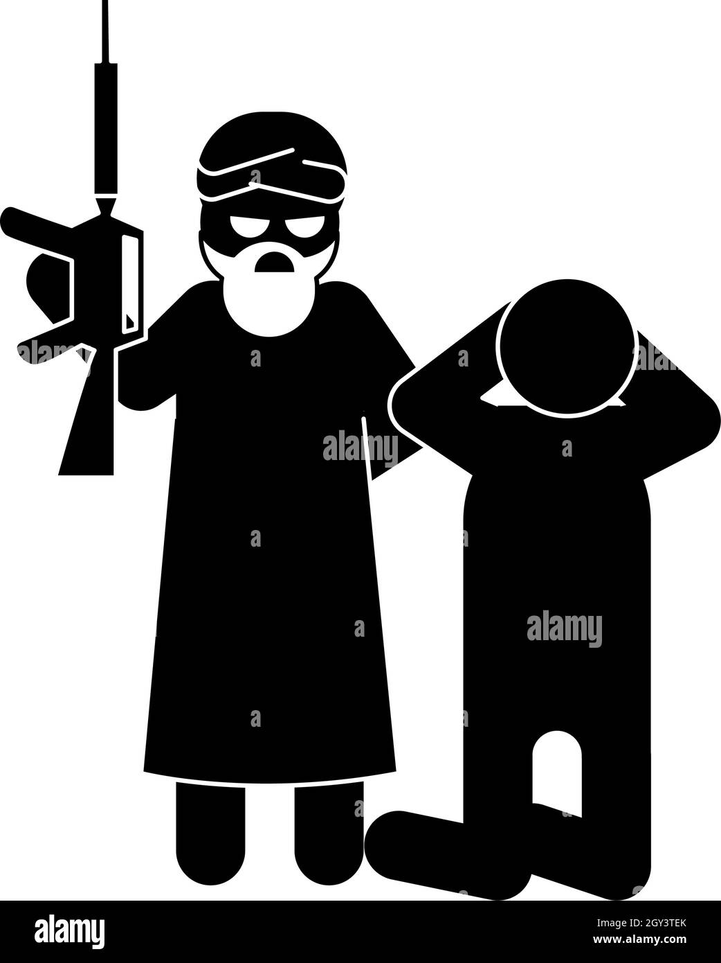 Extremist Terrorist With Hostage Stock Vector Image & Art - Alamy