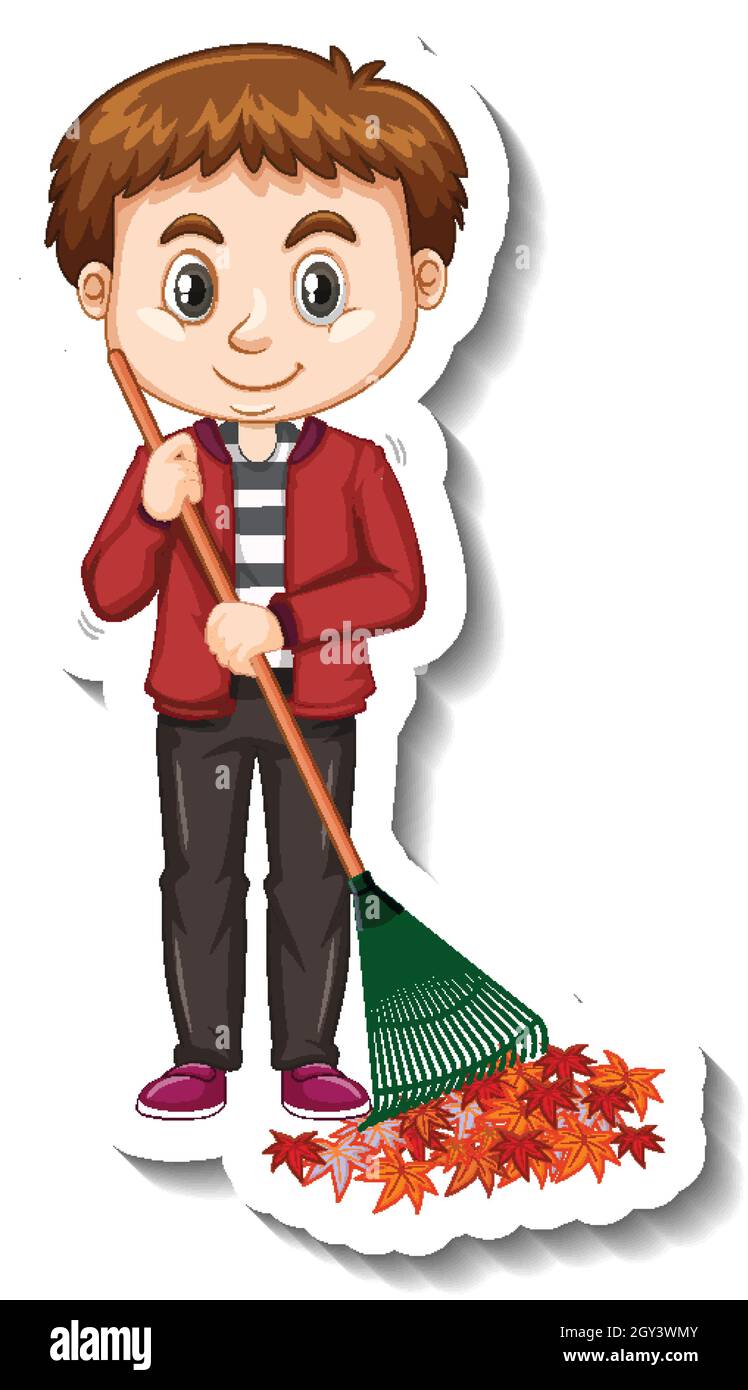 Man holding broom Stock Vector Images - Alamy
