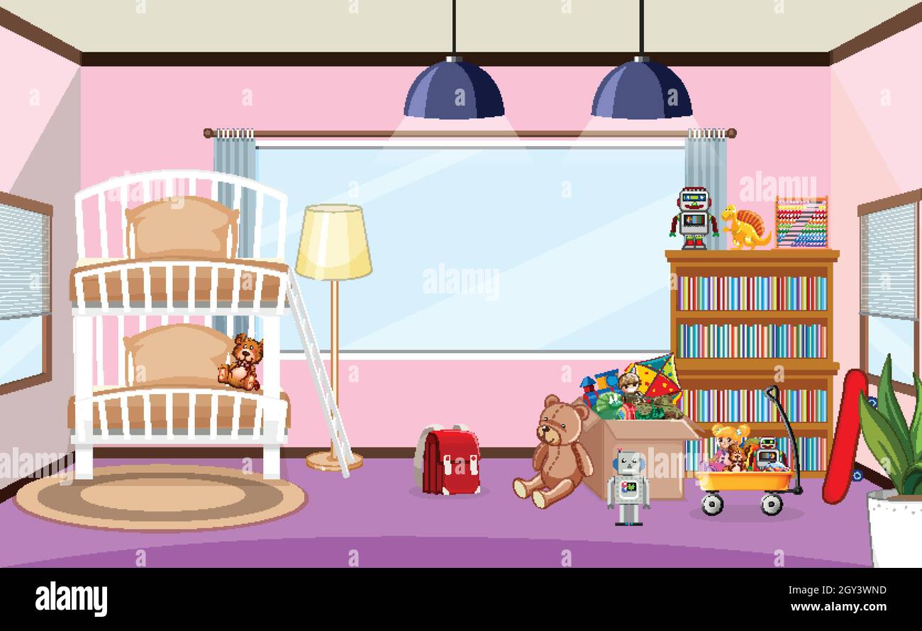 Kindergarten room interior design illustration Stock Vector