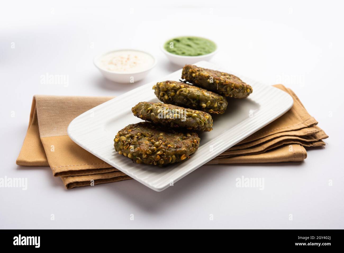 Sprouted moong dal tikki or patties is a healthy snack from India