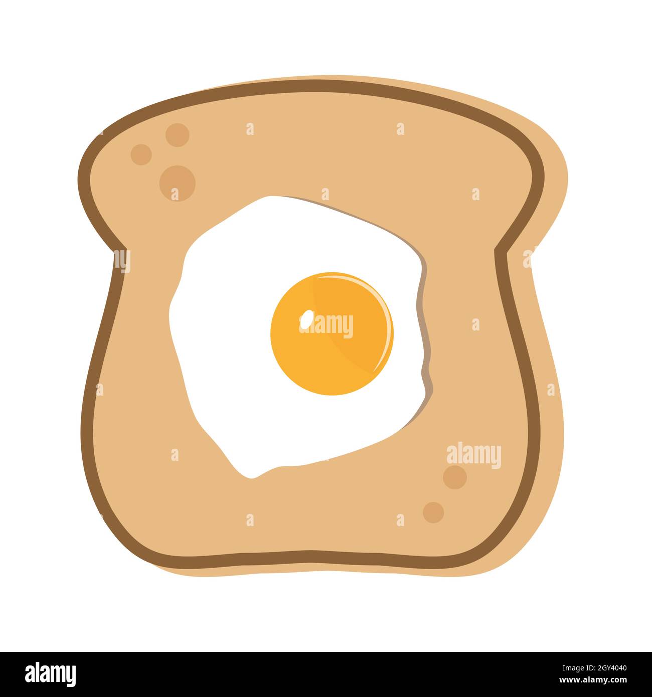 Egg on toast slice vector illustration on a white background. Stock Vector