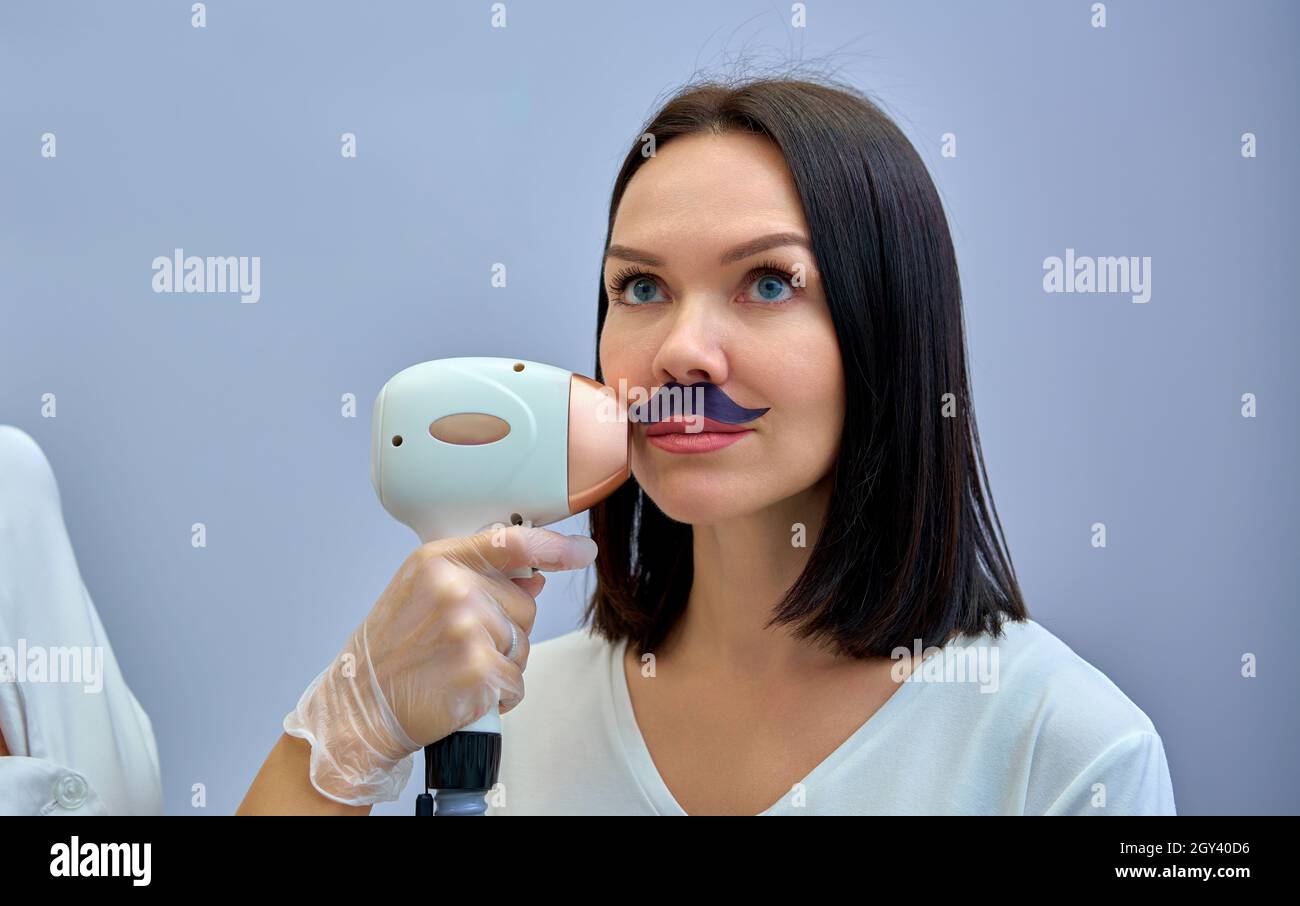 Laser epilation and cosmetology in beauty salon. Hair removal procedure