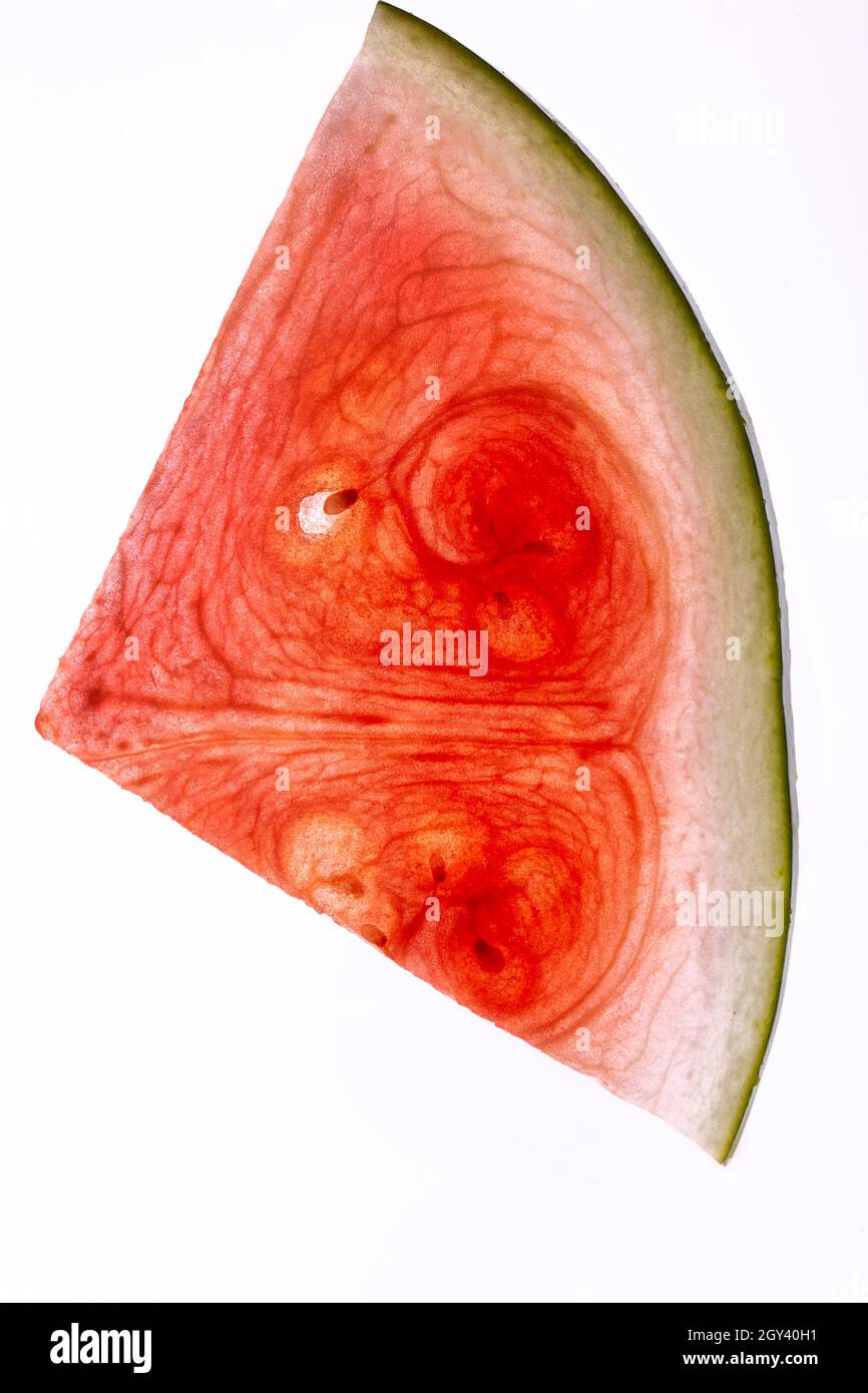 a thin slice of watermelon Stock Photo