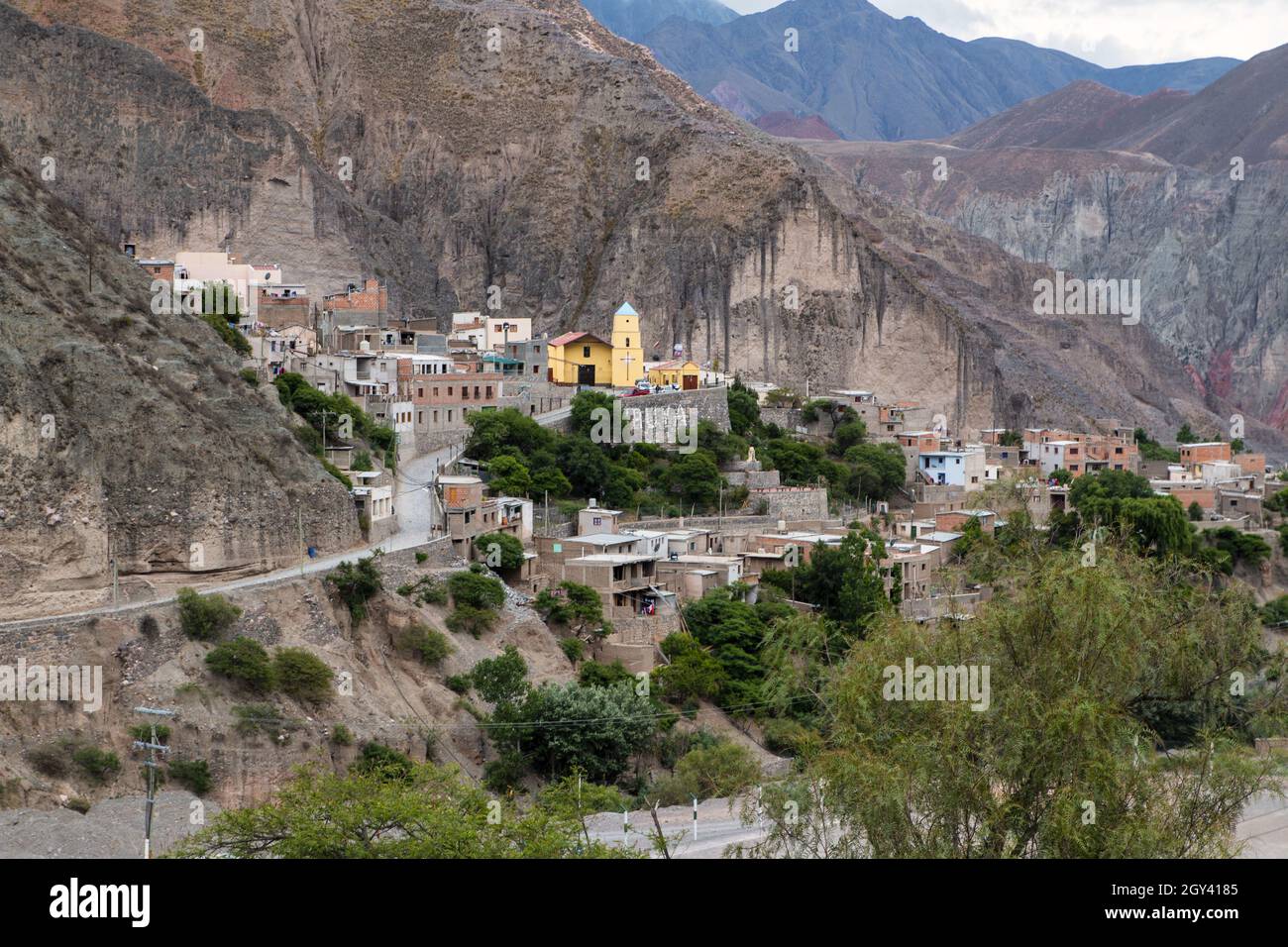 Iruya, seen from afar from the town on the outskirts of Salta, in northern Argentina. Stock Photo