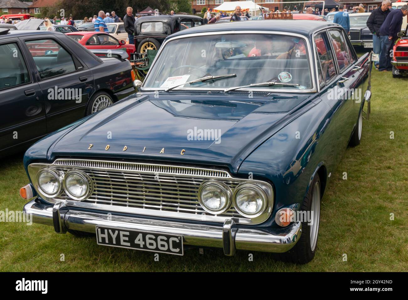 Naphill, England - August 29th 2021: A blue Ford Zodiac Mark 3 Saloon.. The car was built between 1962 and 1966. Stock Photo