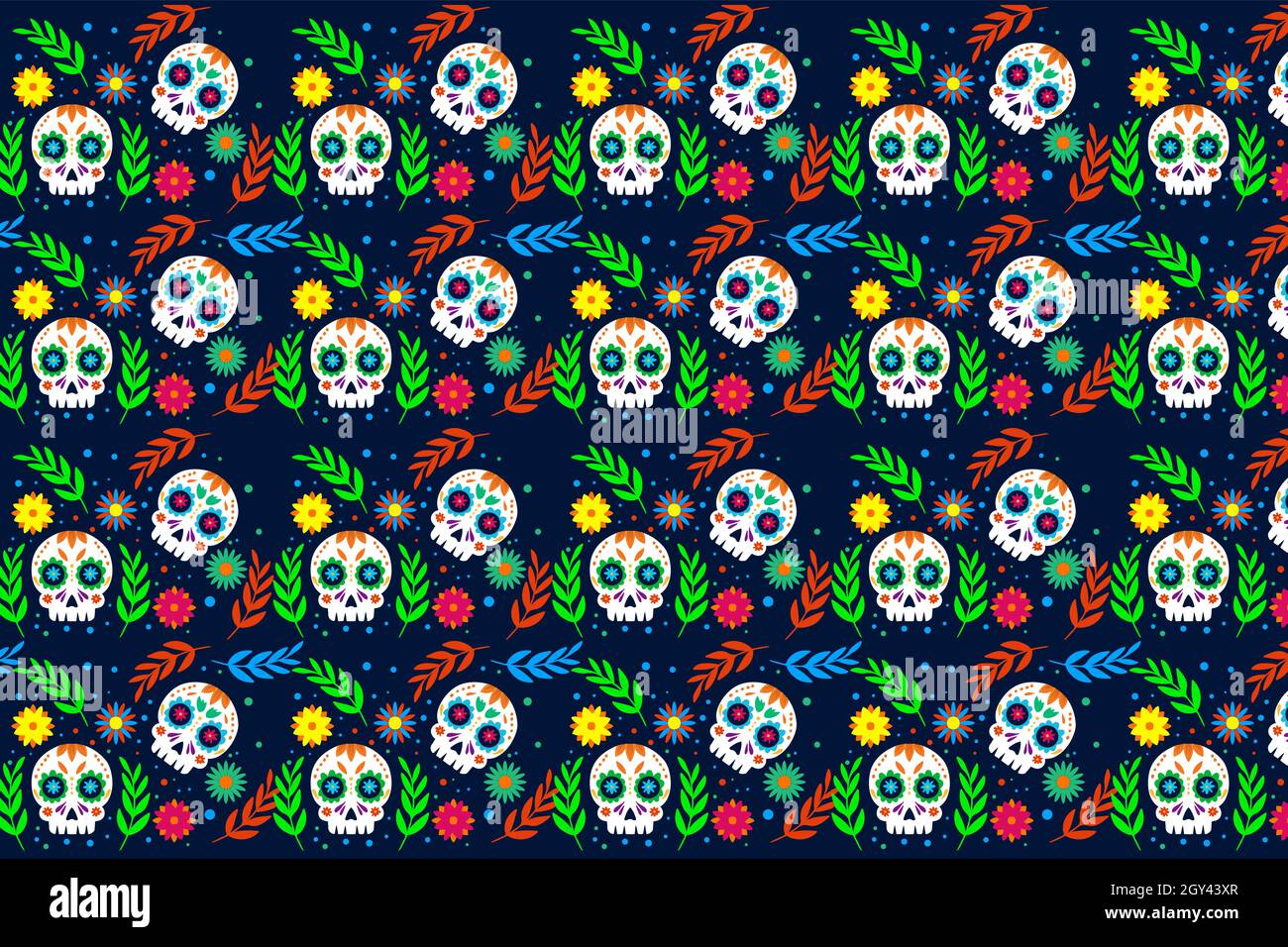 dia de muertos hand drawn pattern Stock Vector