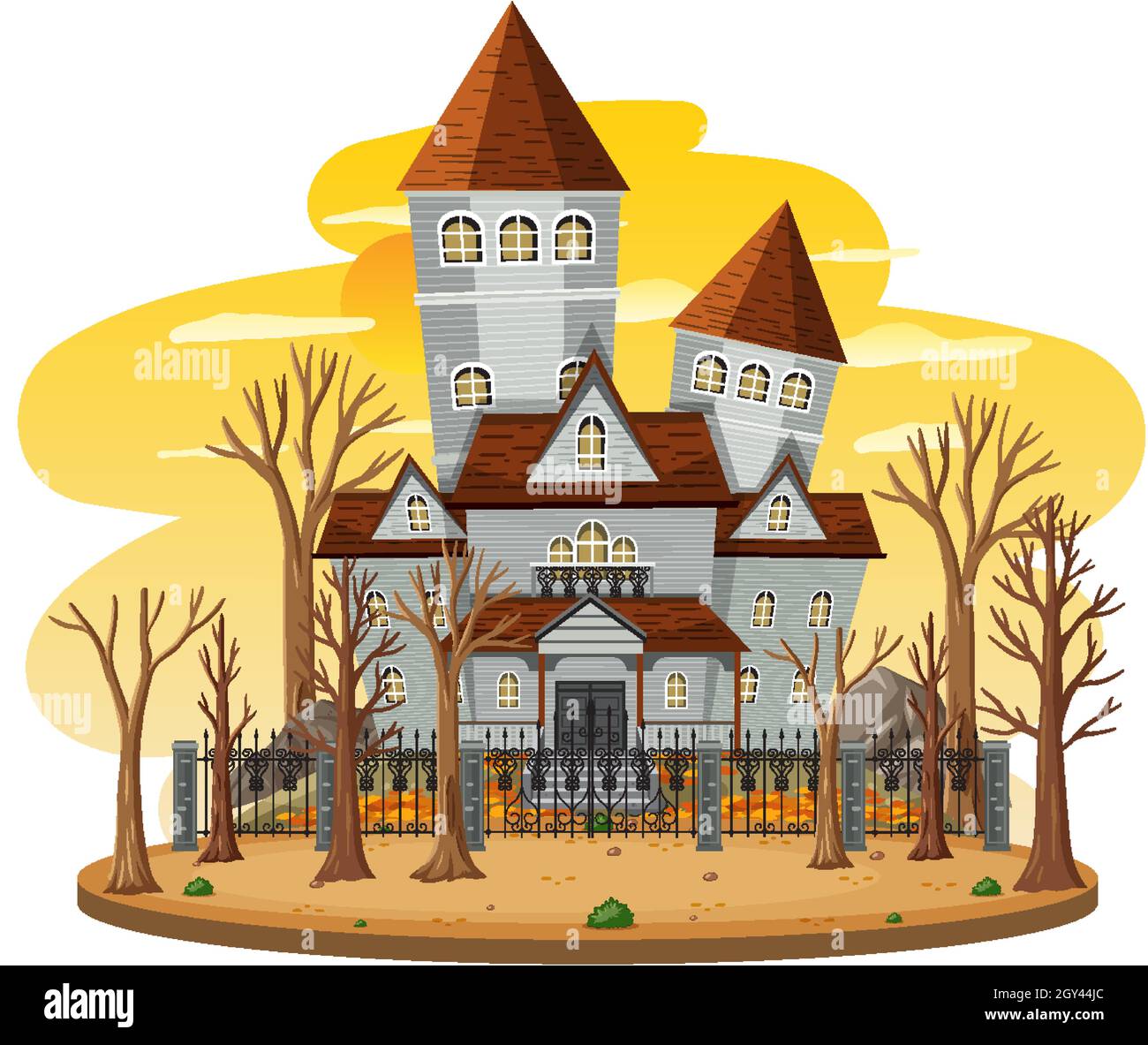 Haunted house at daytime scene illustration Stock Vector Image & Art ...