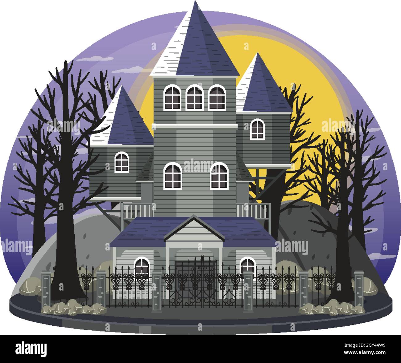 Haunted house at night scene illustration Stock Vector Image & Art - Alamy