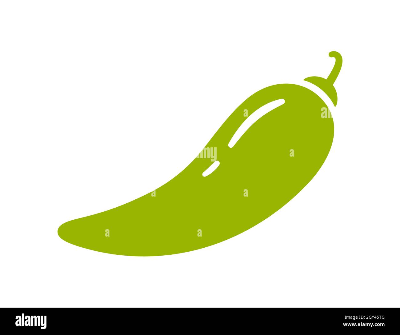 Green chili pepper. Chili level icon. Spice level mark mild. Vector illustration isolated on