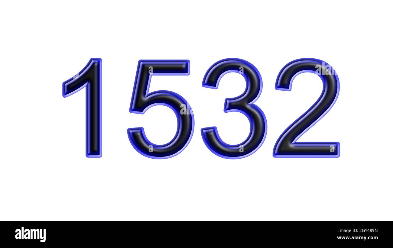 blue 1532 number 3d effect white background Stock Photo - Alamy
