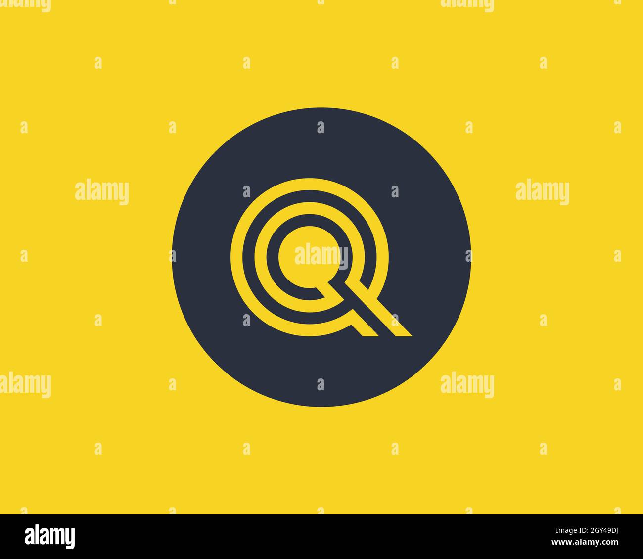 Letter Q line art logo design initial concept vector. Letter Q in a circle made with lines in