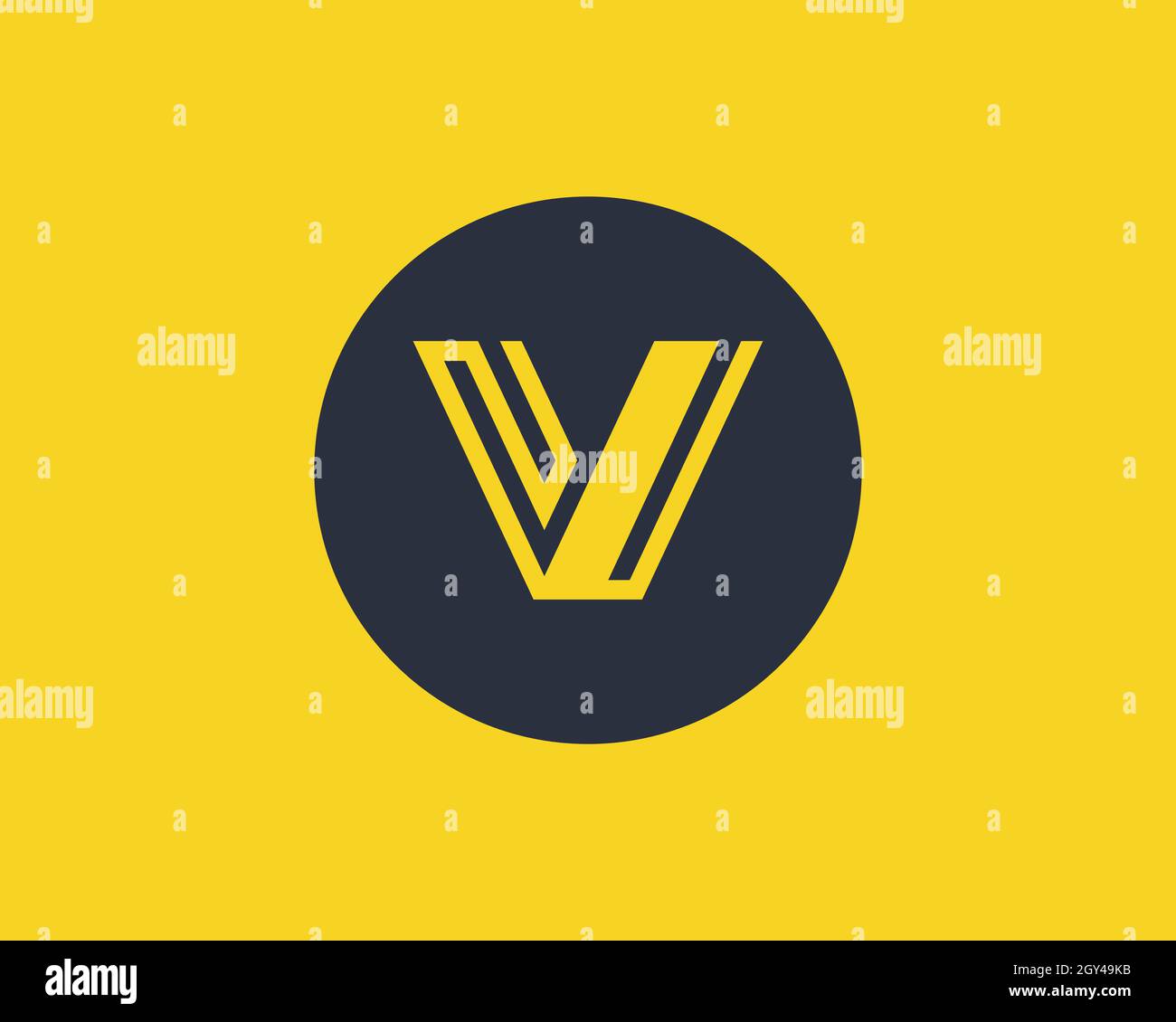 Letter V line art logo design initial concept vector. Letter V in a