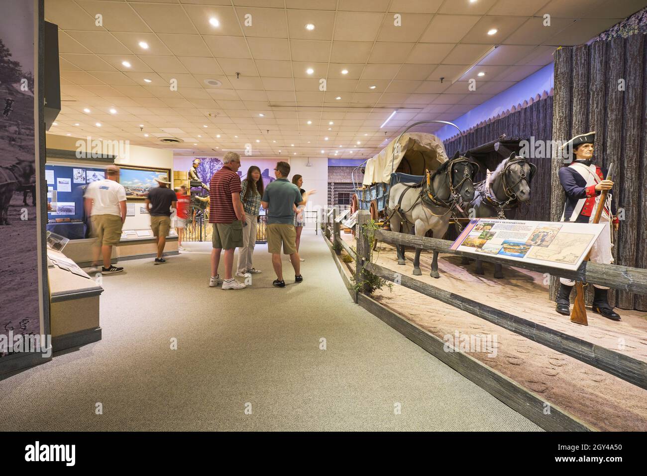 The first gallery, room at the museum. At the US Army Transportation Museum at Fort Eustis, Virginia. Stock Photo