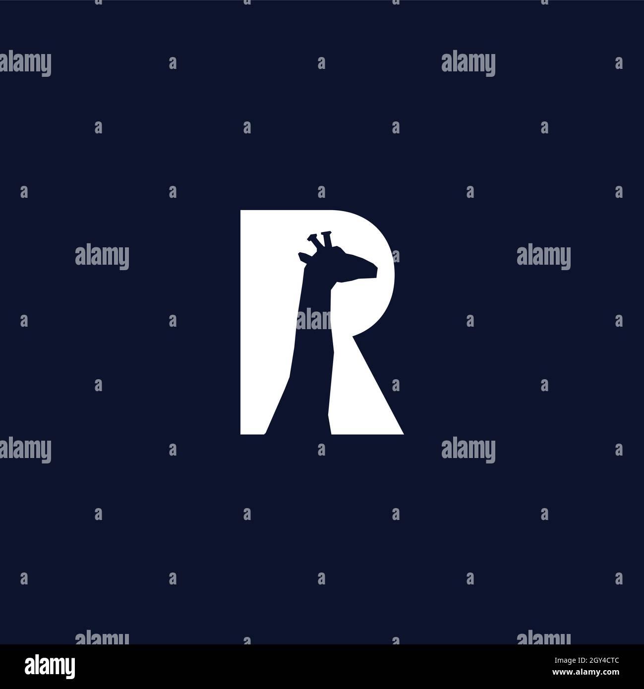 LETTERS R OR r LOGO DESIGN WITH NEGATIVE SPACE EFFECT FOR ILLUSTRATION USE Stock Vector