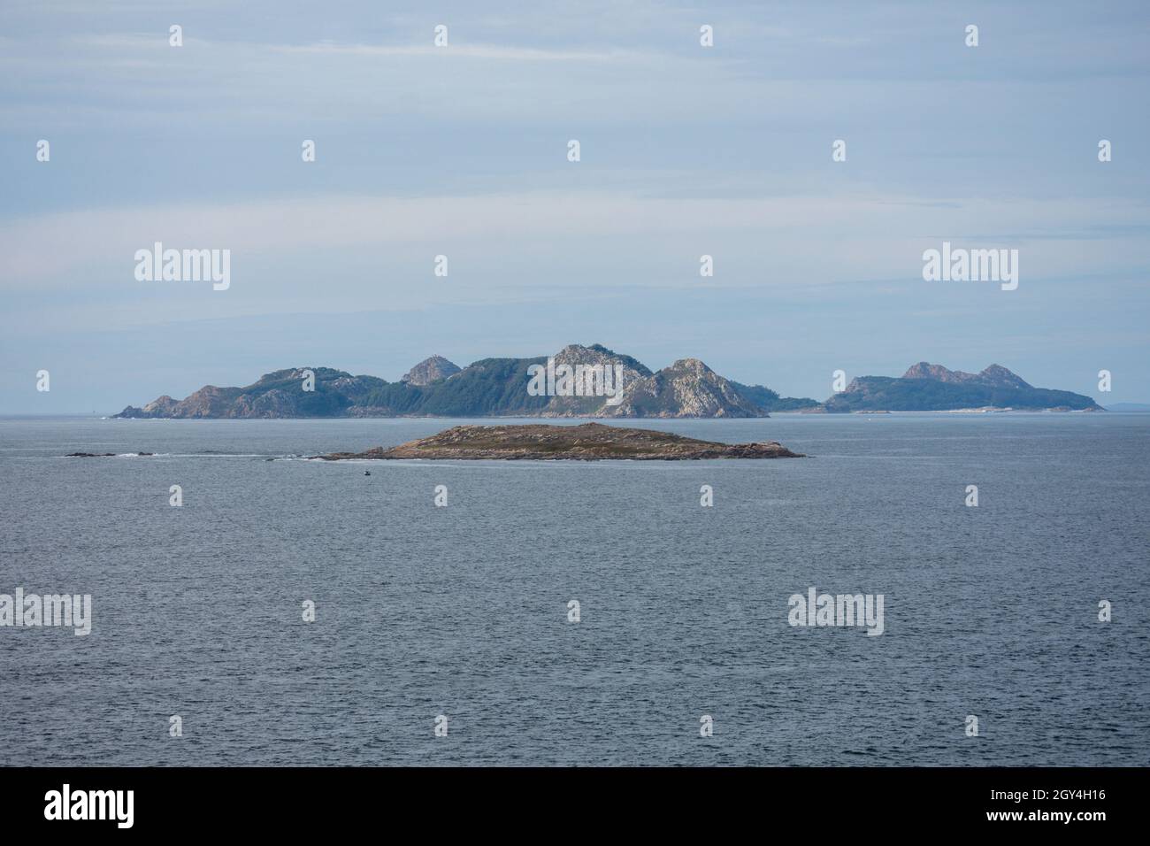 Cíes Islands, three islands forming the Atlantic islands, national park, Ria de Vigo estuary, Galicia, Spain Stock Photo