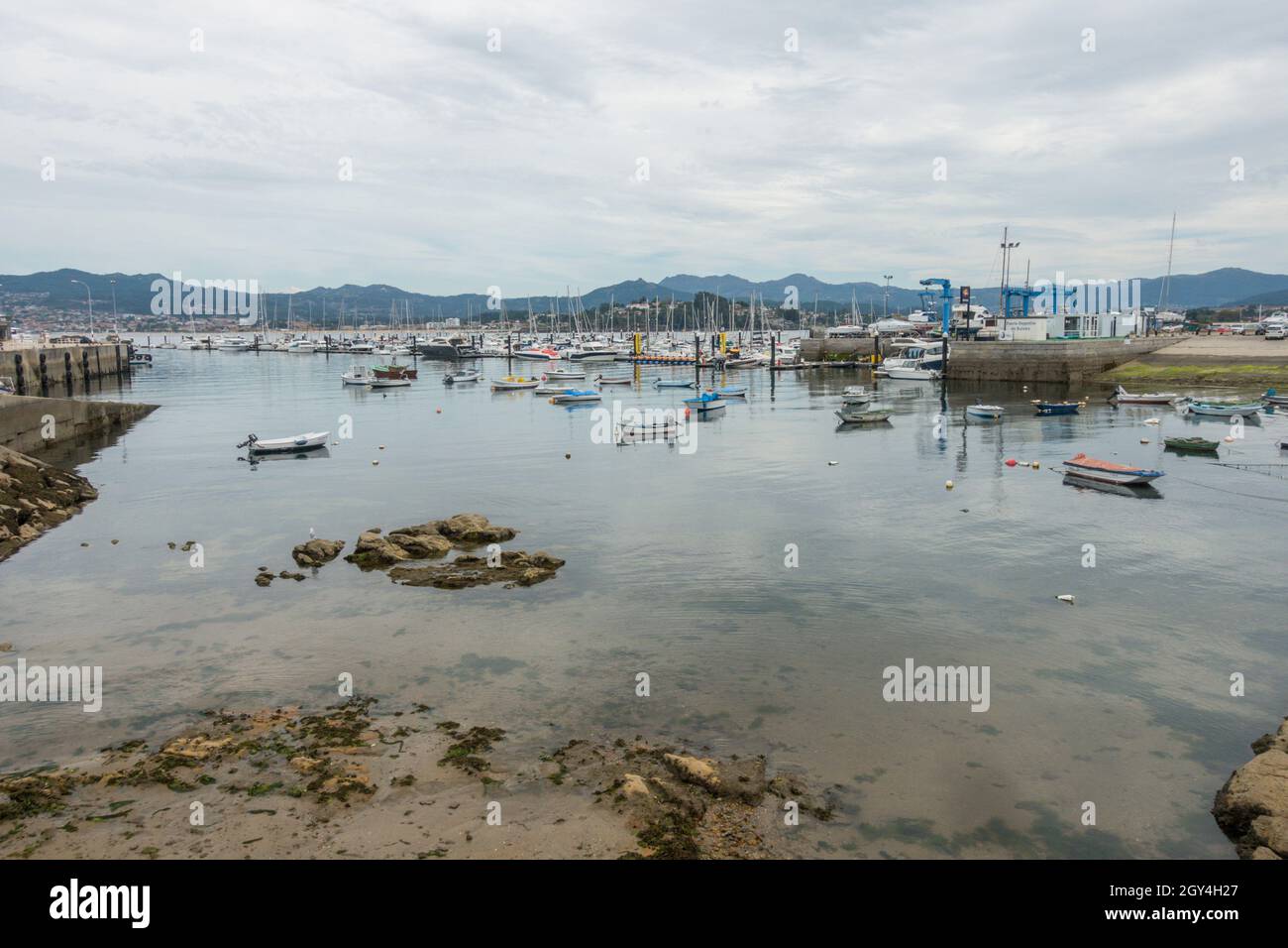 Baiona Spain, view of the port of Baiona, Galicia, Spain Stock Photo