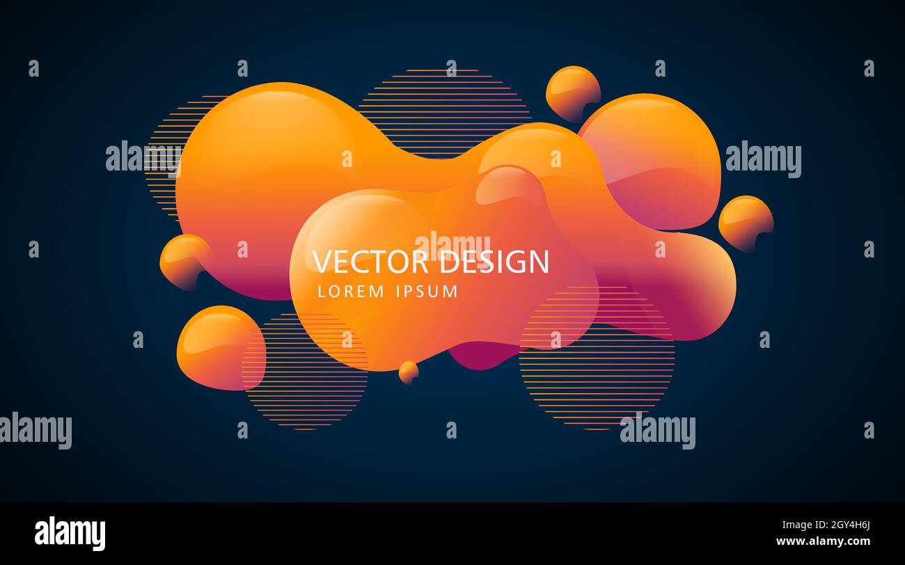 Colorful orange geometric background. Fluid shapes composition. vector deign Stock Vector