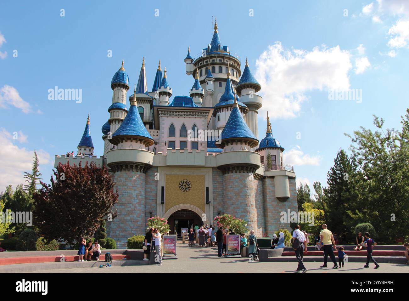 Eskisehir, Turkey - July 23, 2021 : Fairytale Castle at Sazova Park Stock Photo
