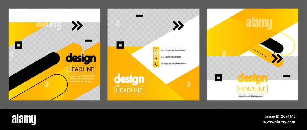 Modern yellow, white and black design for presentations templates with space for photo background. Annual report, leaflet, book, poster, flyer, brochu Stock Vector