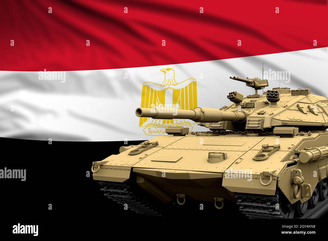 Heavy tank with fictional design on Egypt flag background - modern tank ...