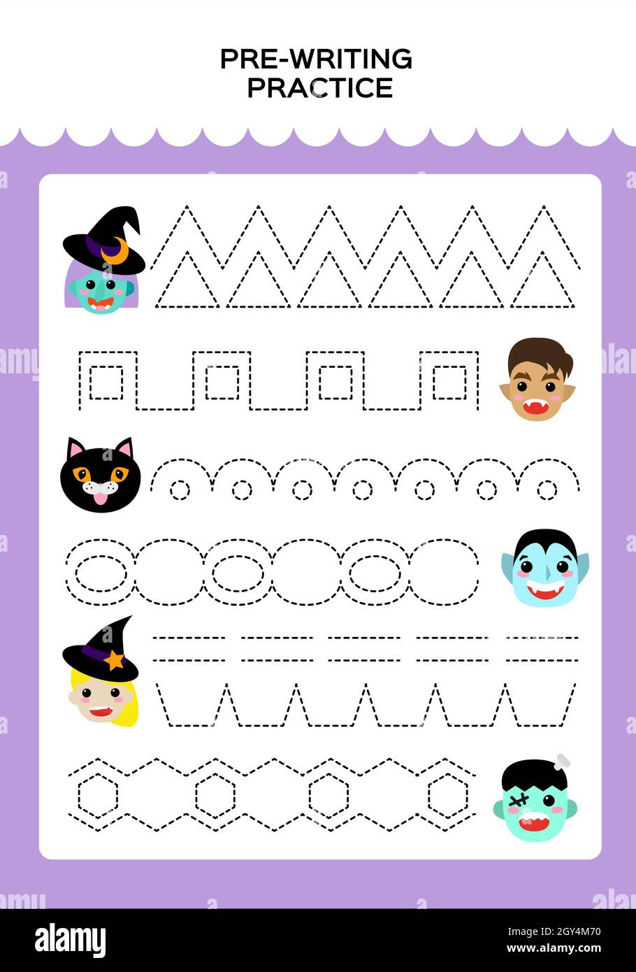 Happy Halloween Trace Game for kids with Monsters. . Education Game for