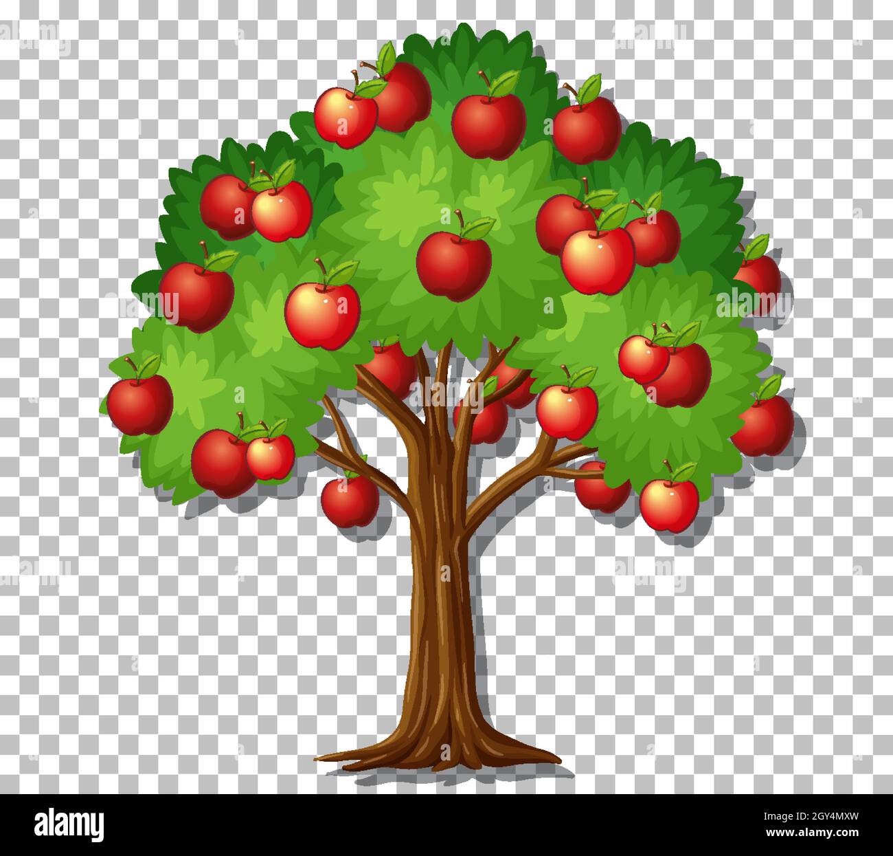 Apple tree on transparent background illustration Stock Vector Image & Art  - Alamy