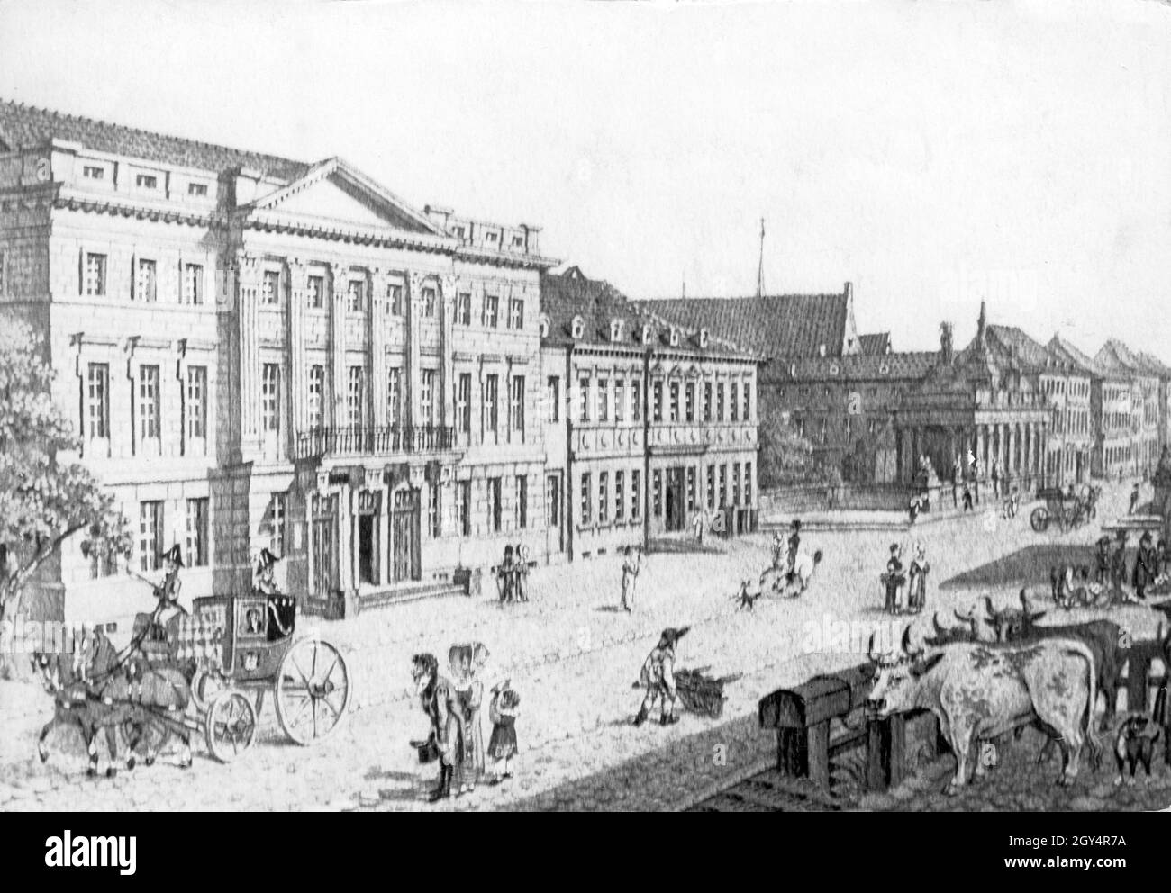 The painting shows the Königstraße (today: Rathausstraße) in Berlin-Mitte around the year 1825. [automated translation] Stock Photo
