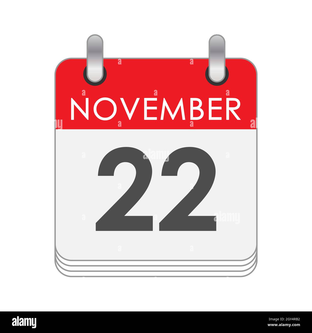 November 22. A leaf of the flip calendar with the date of November 22 ...