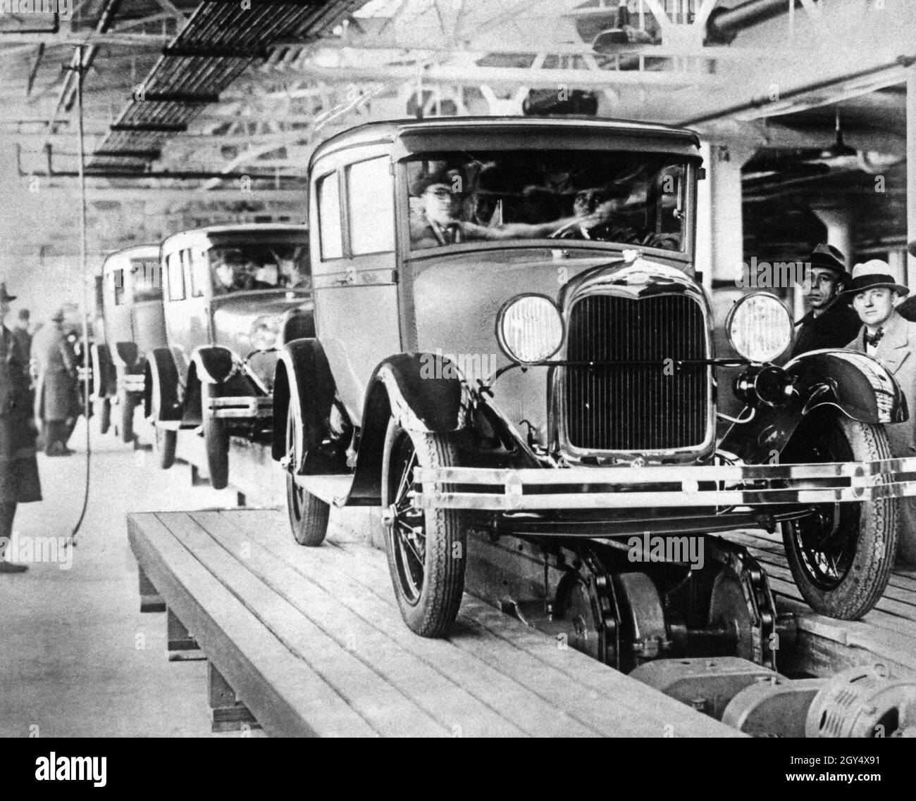 Assembly line production at the Ford plant in Detroit. [automated translation] Stock Photo