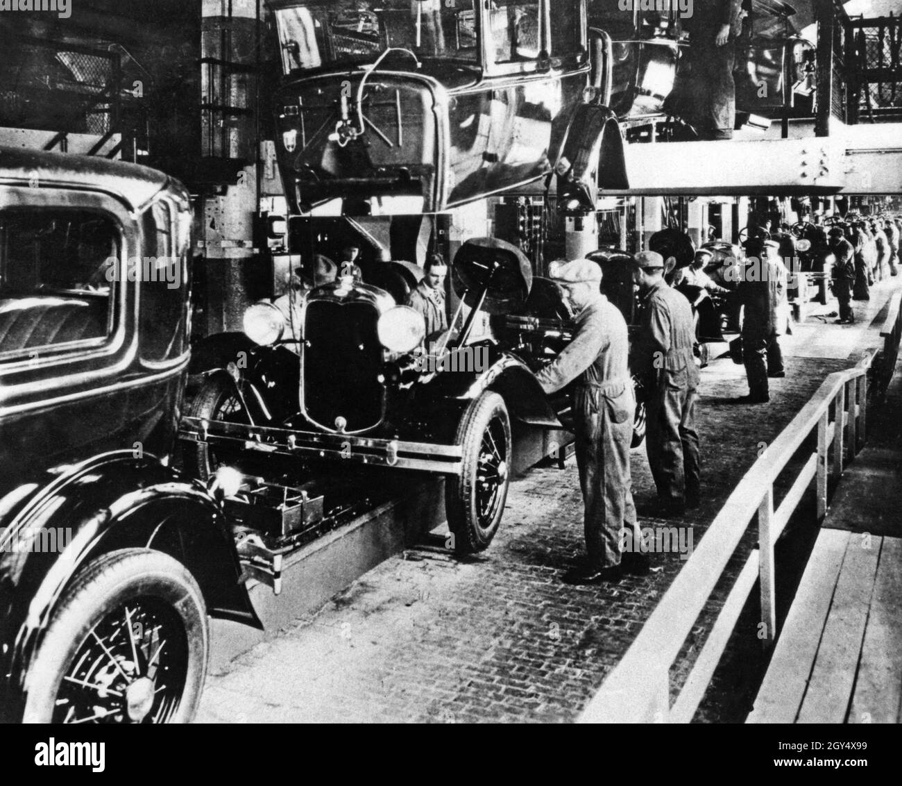 Assembly line production at a Henry Ford plant in Detroit. [automated translation] Stock Photo
