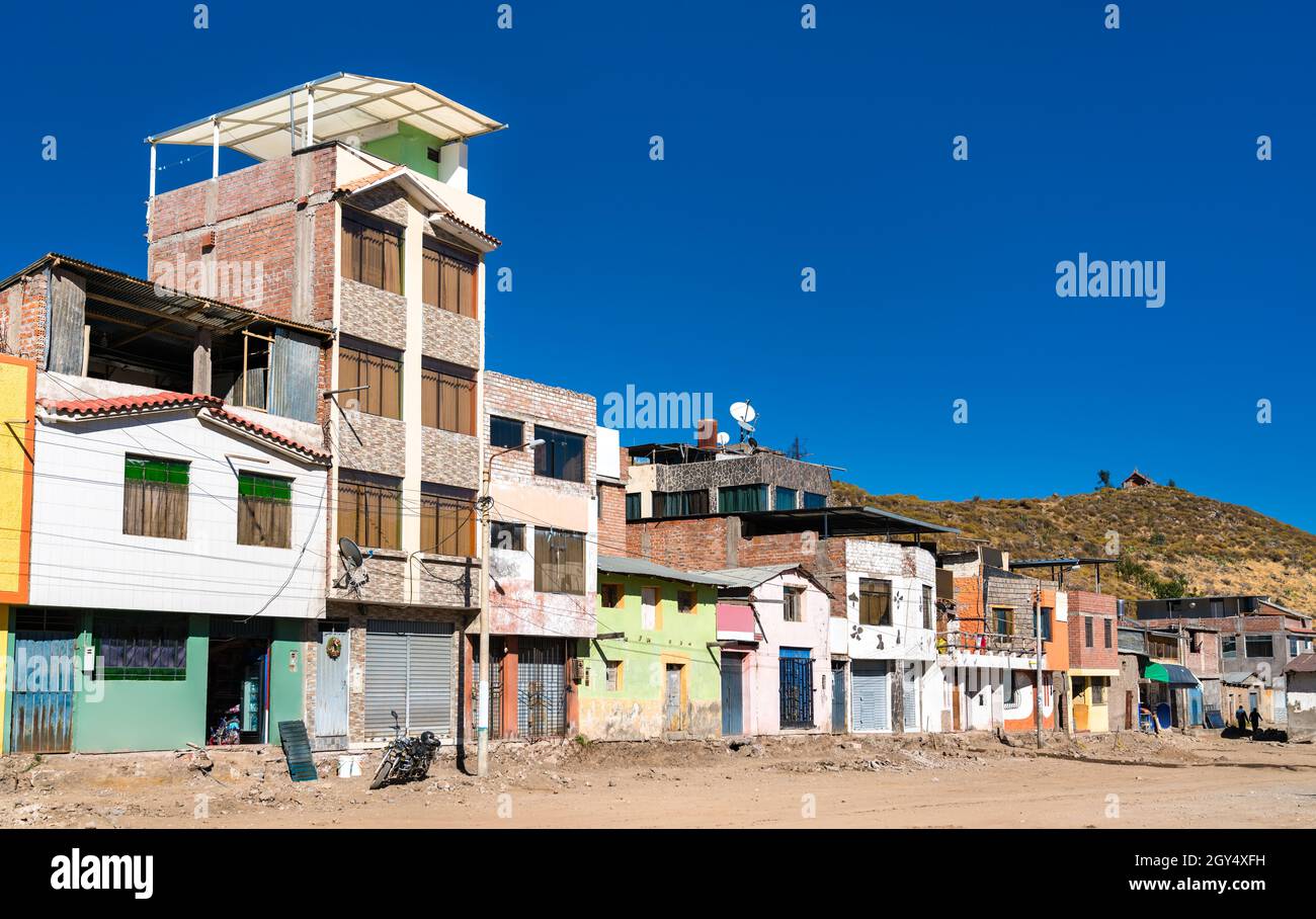 Houses in Cabanaconde at the Colca Canyon in Peru Stock Photo