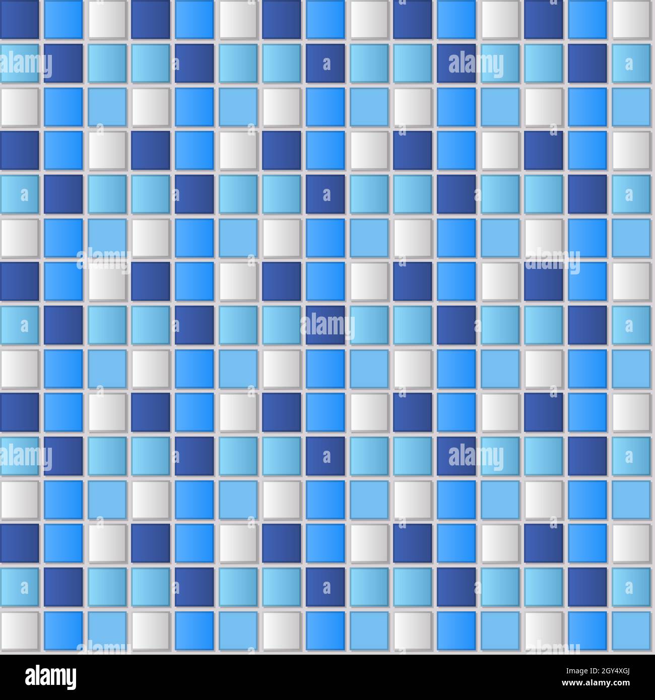 Bathroom wall square tile mosaic pattern. Turquoise ceramic floor