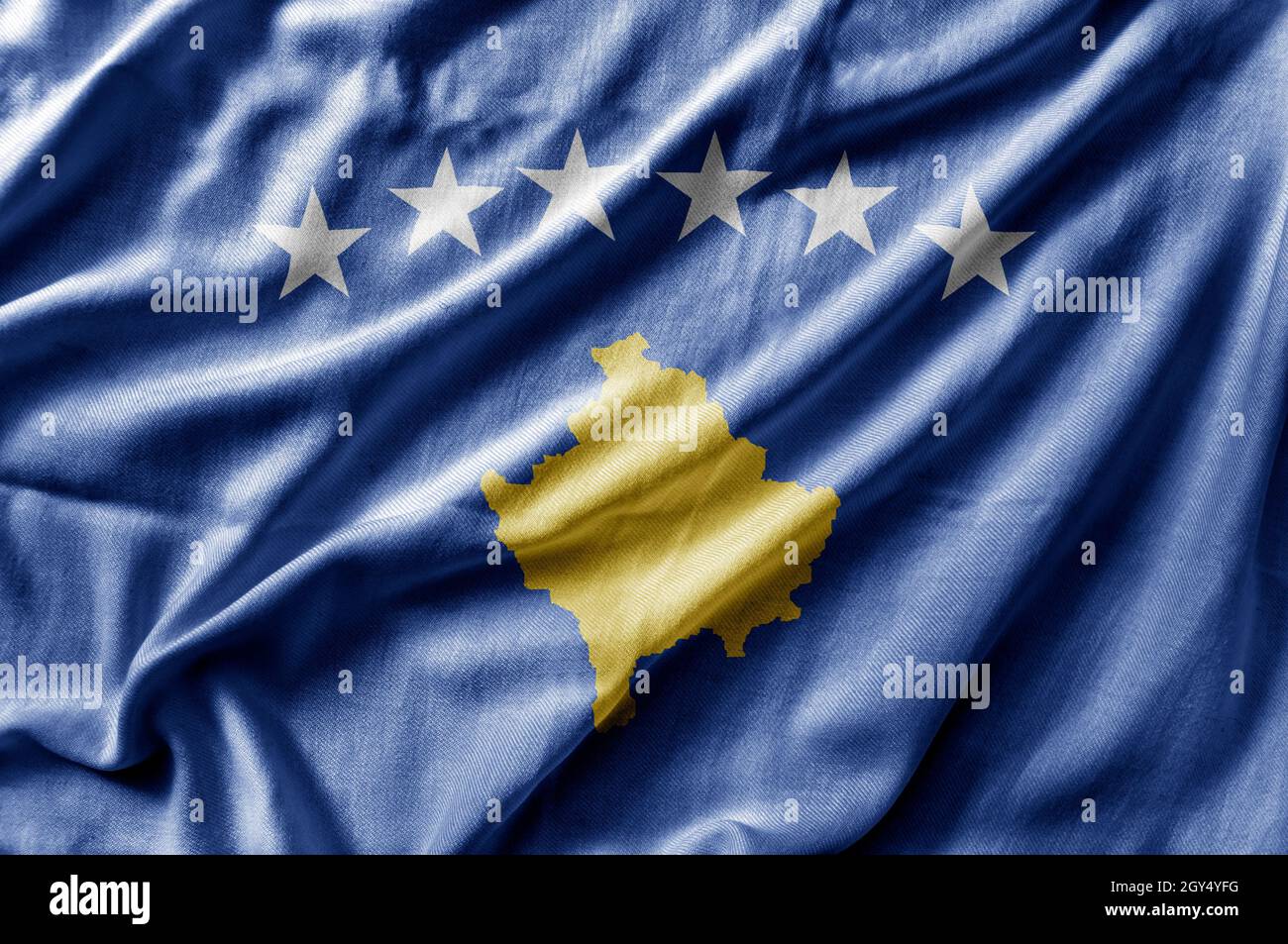 Waving detailed national country flag of Kosovo Stock Photo