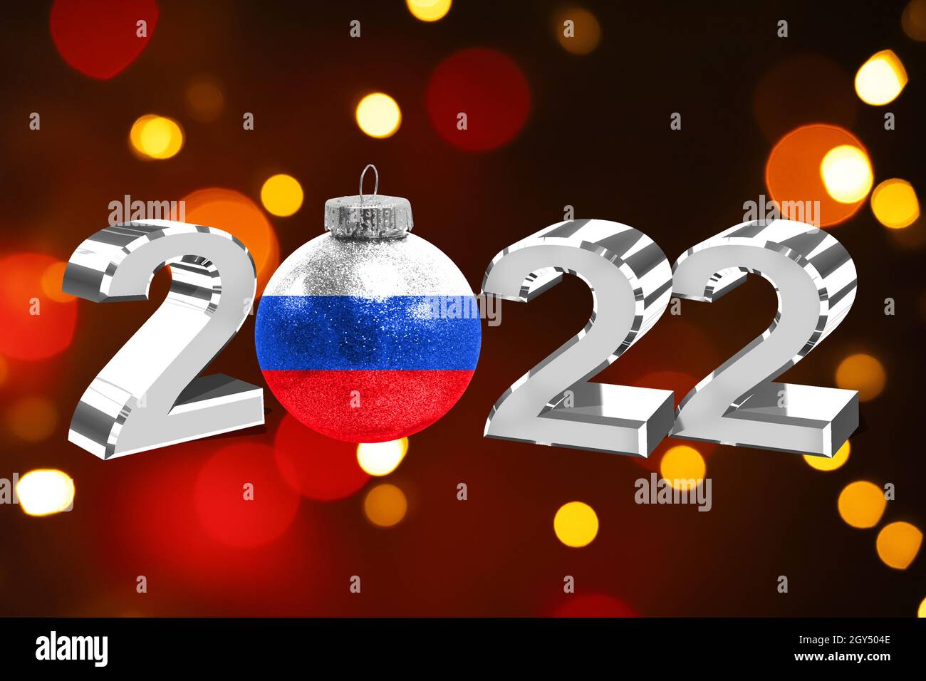 Ru..new For2022 Colorful blurred background and applied the flag of Russia on the New ...