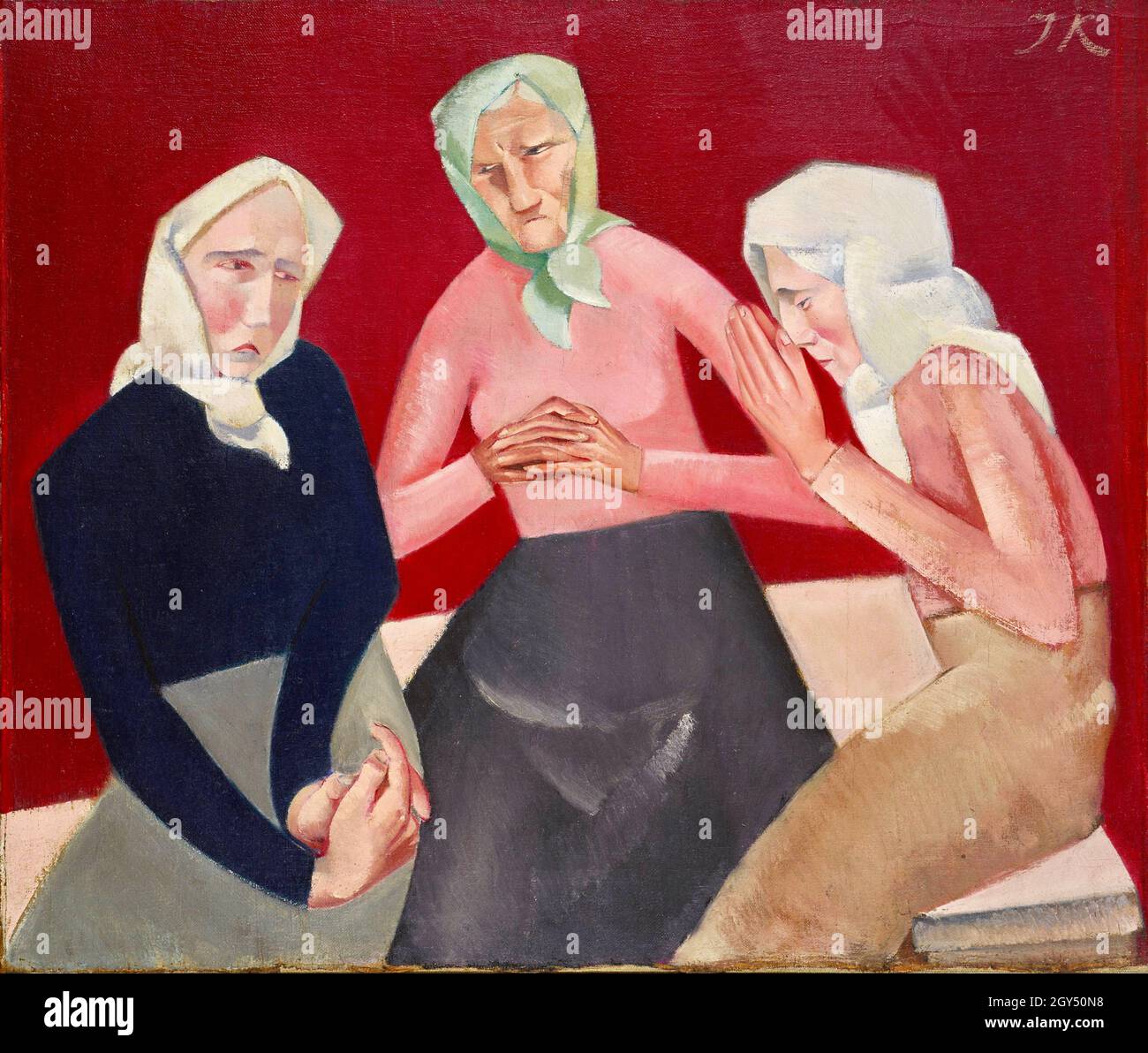 Jēkabs Kazaks artwork - Three Old Ladies - 1916 Stock Photo