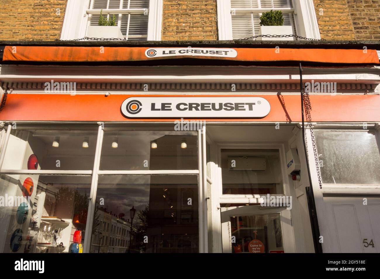 Le Creuset cookware shopfront, Ledbury Road, London W11, England, UK