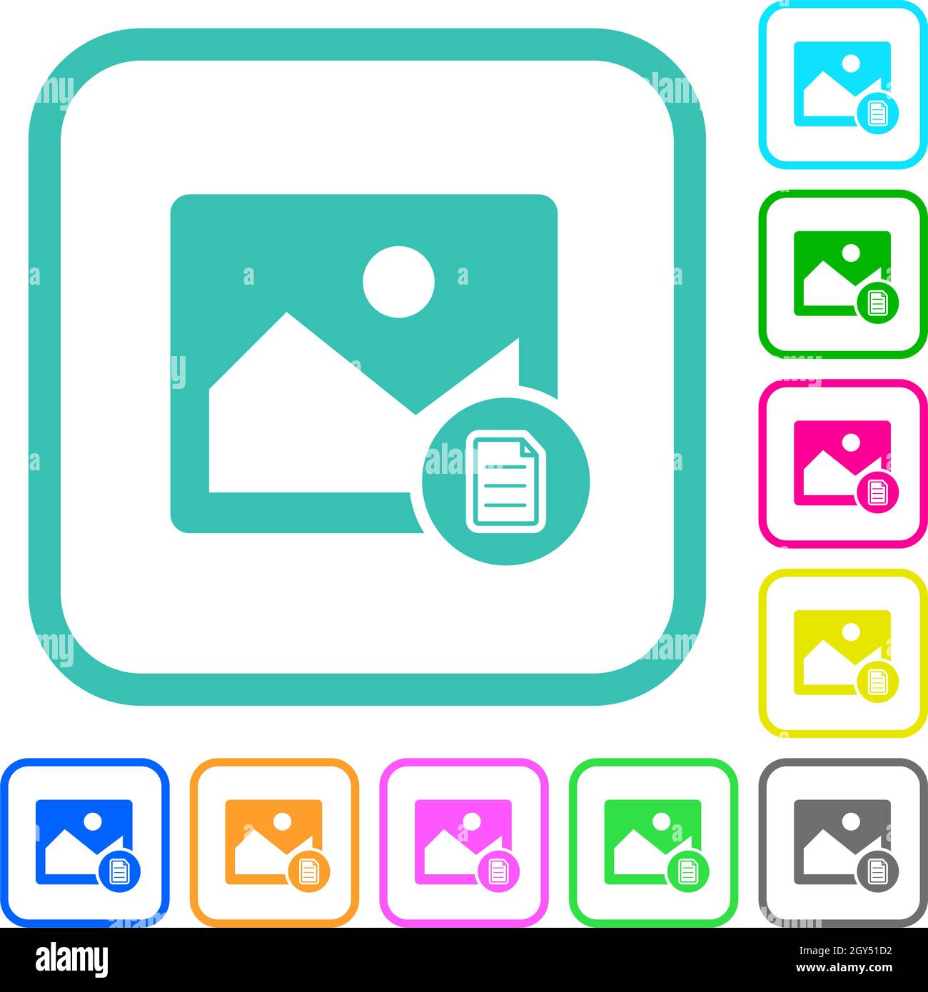 Image info vivid colored flat icons in curved borders on white ...