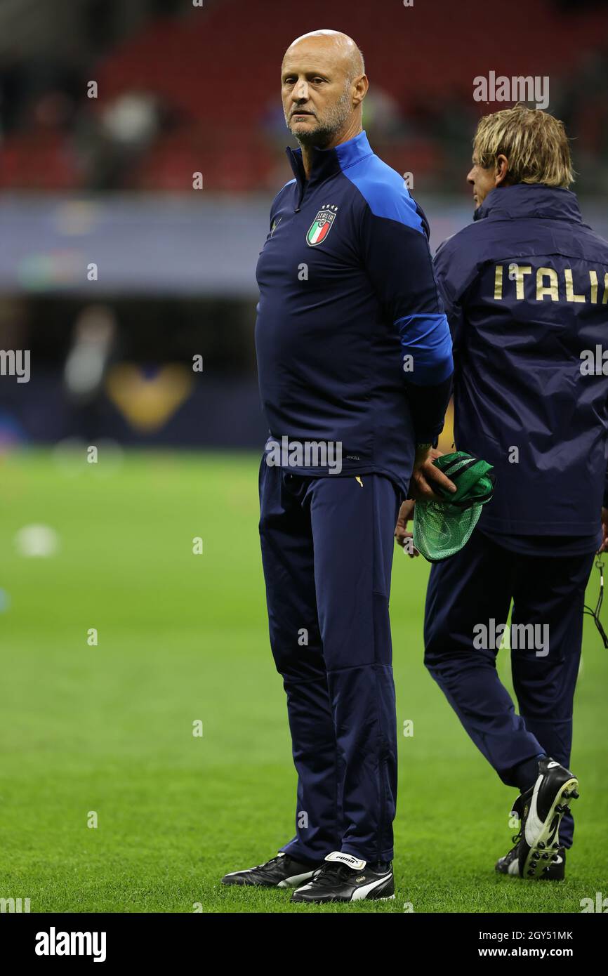 Attilio Lombardo Staff Manager of Italy during the UEFA Nations League Finals 2021 semi-final football match between Italy and Spain at Giuseppe Meazz Stock Photo