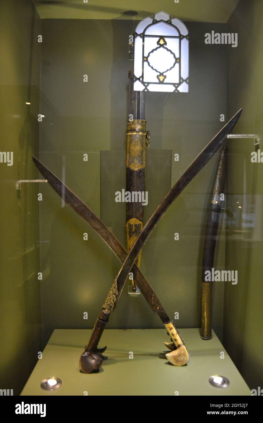 Traditional Ottoman Yatagan Swords of Janissary Army Stock Photo